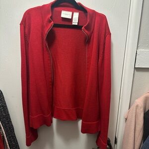 Red Cardigan zip up Sweater